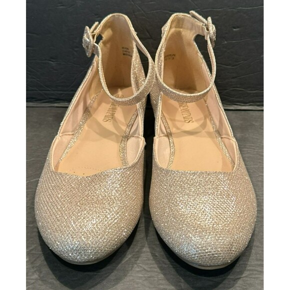 DREAM PAIRS 'Revona' Gold Glitter Wedge Ankle Strap Flats Shoes Women's Size 11 - Picture 2 of 7